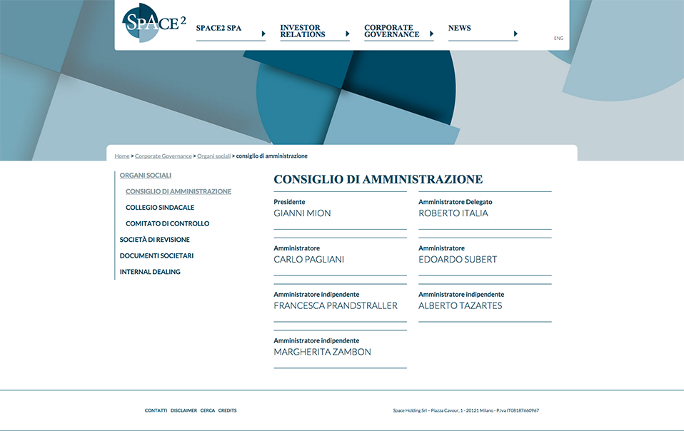 Consiglio di Amministrazione   SPACE2